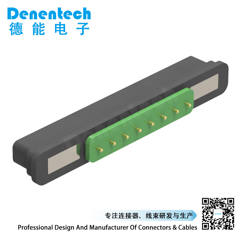 Denentech low price Rectangular magnetic pogo pin 8P straight male magnetic connector pogo pin